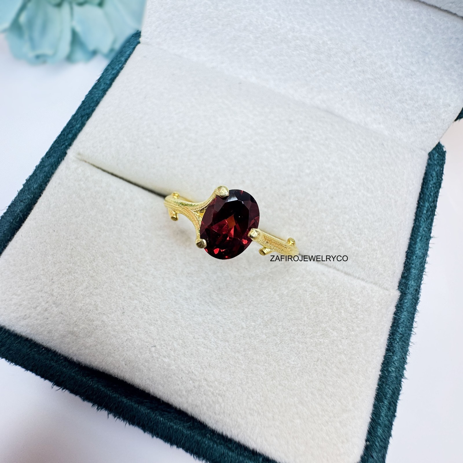 Natural Garnet, Statement Ring, Garnet Ring, January Birthstone, Steller Ring