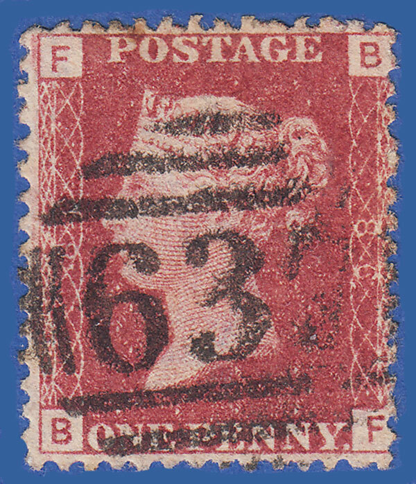 GB SG43/44 QV 1864 1d RED PLATE 86 BF GU