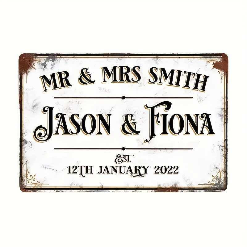 2D Flat Customizable 12x8 Inch Iron Sign Personalized Decor with Name Options