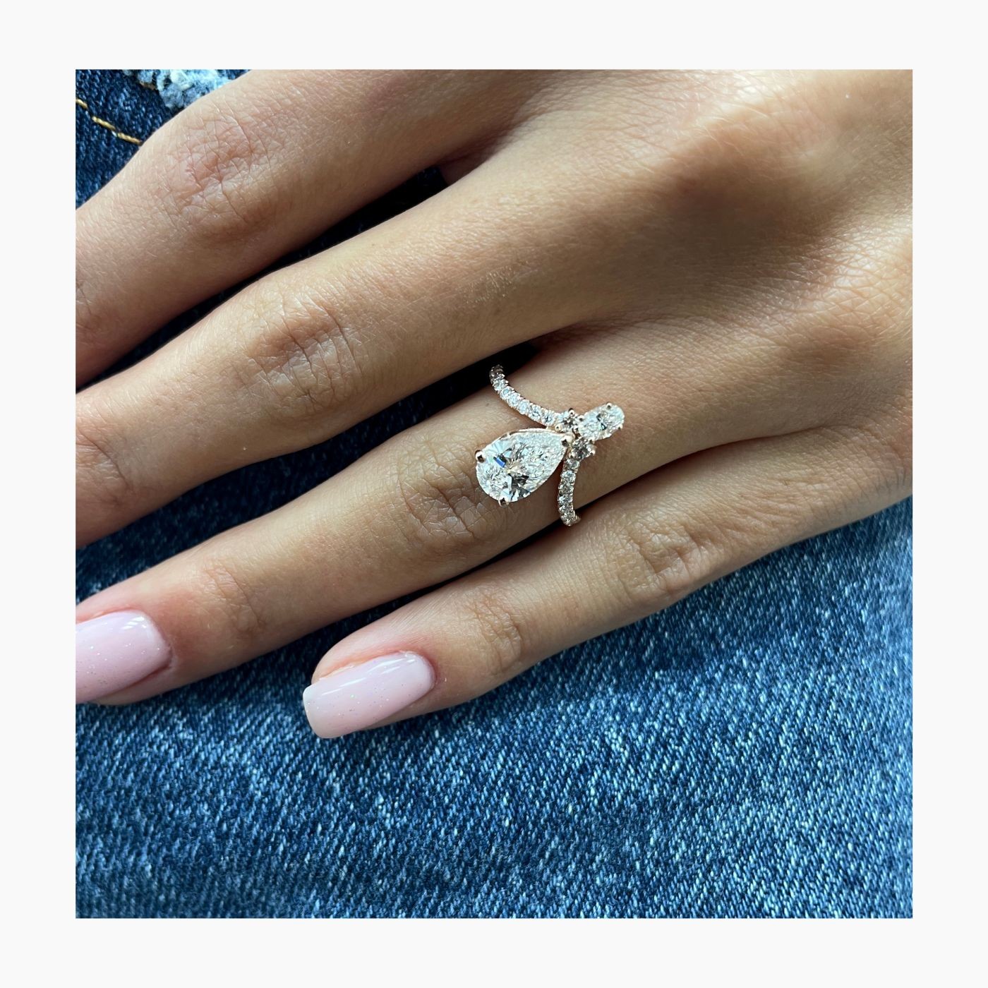 Diamond Engagement Ring Pear F VS1 IGI Certified 2.22 CT 14K Yellow Solid Gold