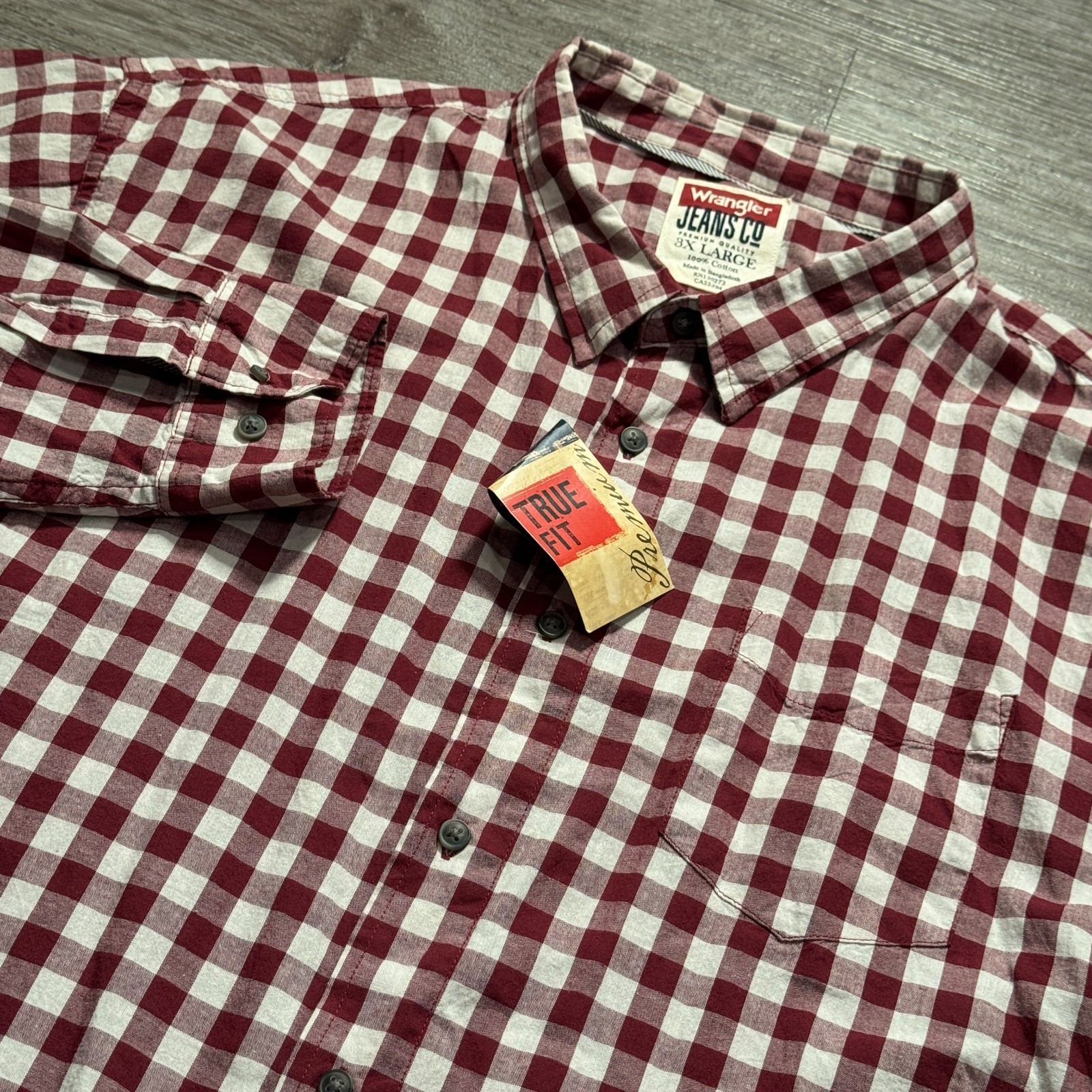 Wrangler Jeans Co Shirt Mens 3XL Red Plaid Western Button Up Long Sleeve Cotton