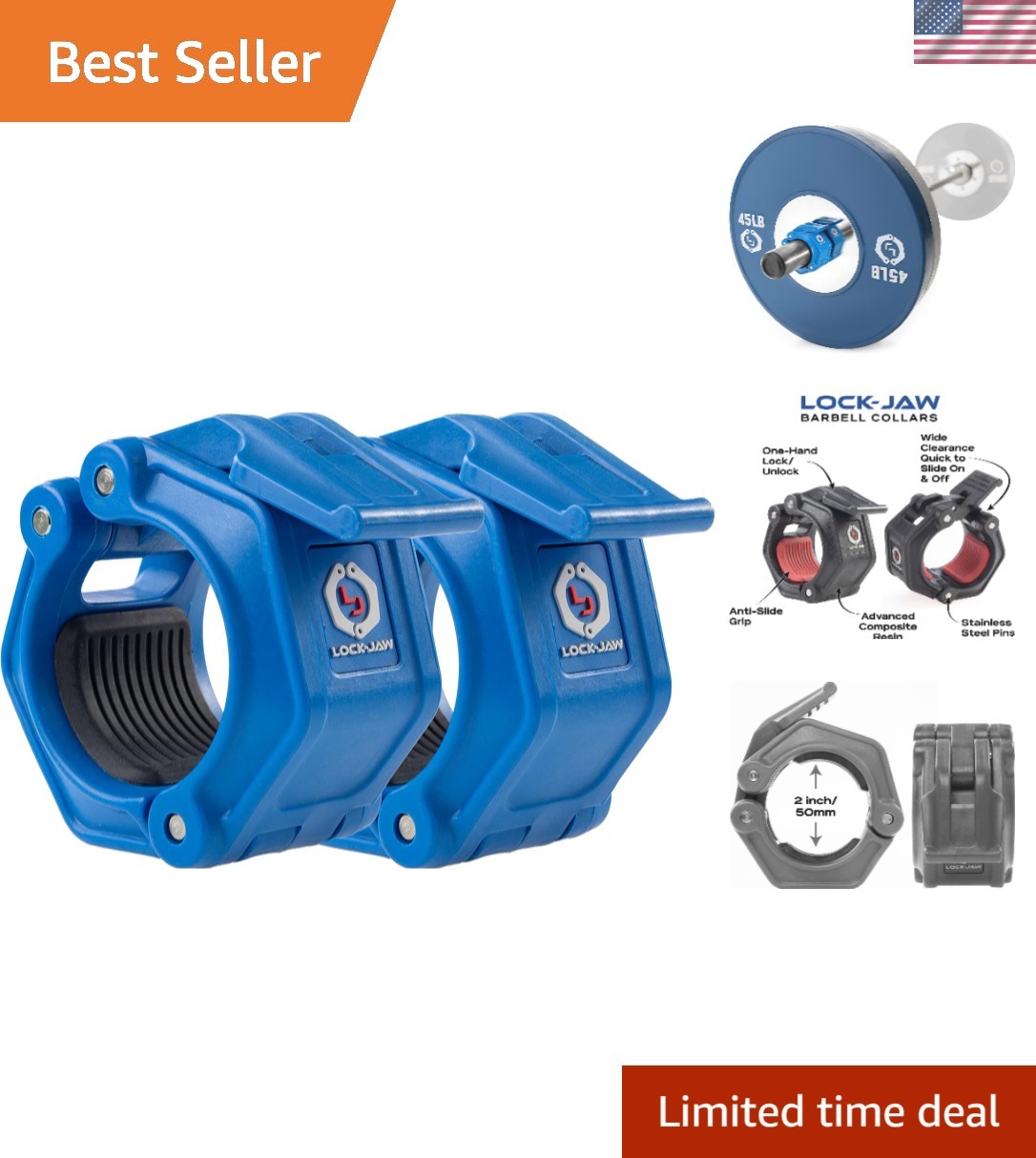 Lock-Jaw OLY 2 Olympic Barbell Collar - Quick Release Barbell Clamp