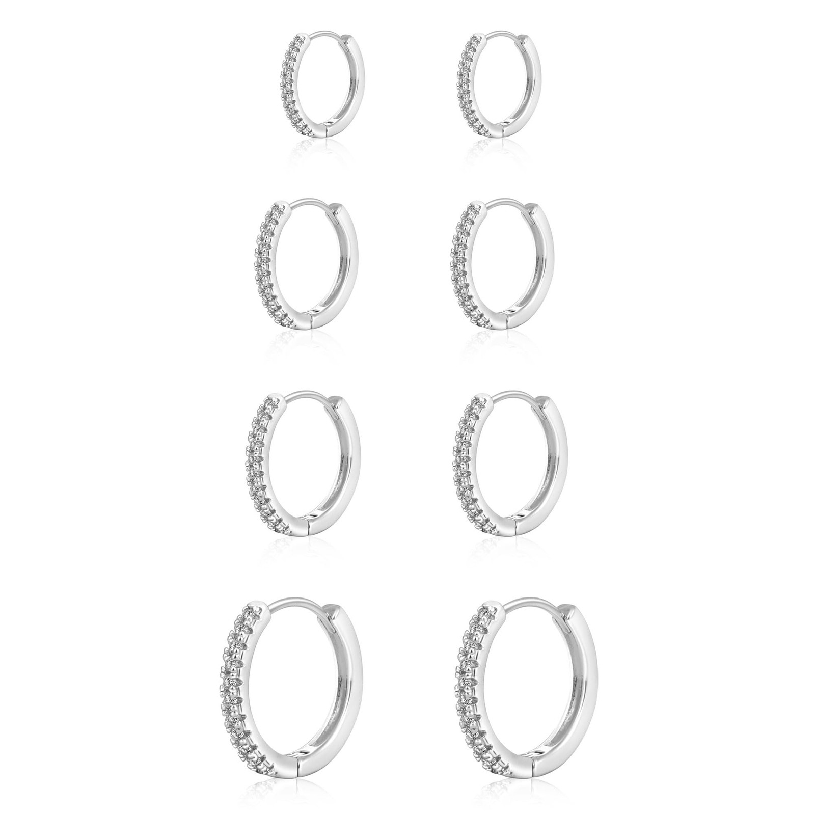LEXODY 4Pairs Small Silver Hoop Earrings Set 9mm, 11mm, 14mm, 16mm, silver 