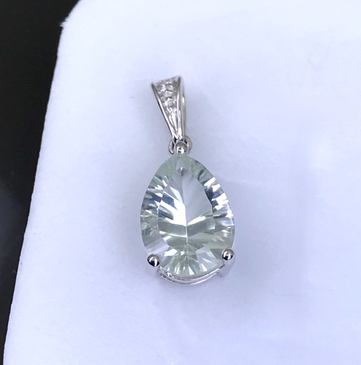 14K Solid Gold Prasiolite Pendant