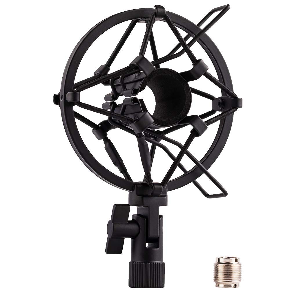 LYRCRO Microphone Shock Mount Holder Clip Mic 0.86 to 1.02 inches, Black 