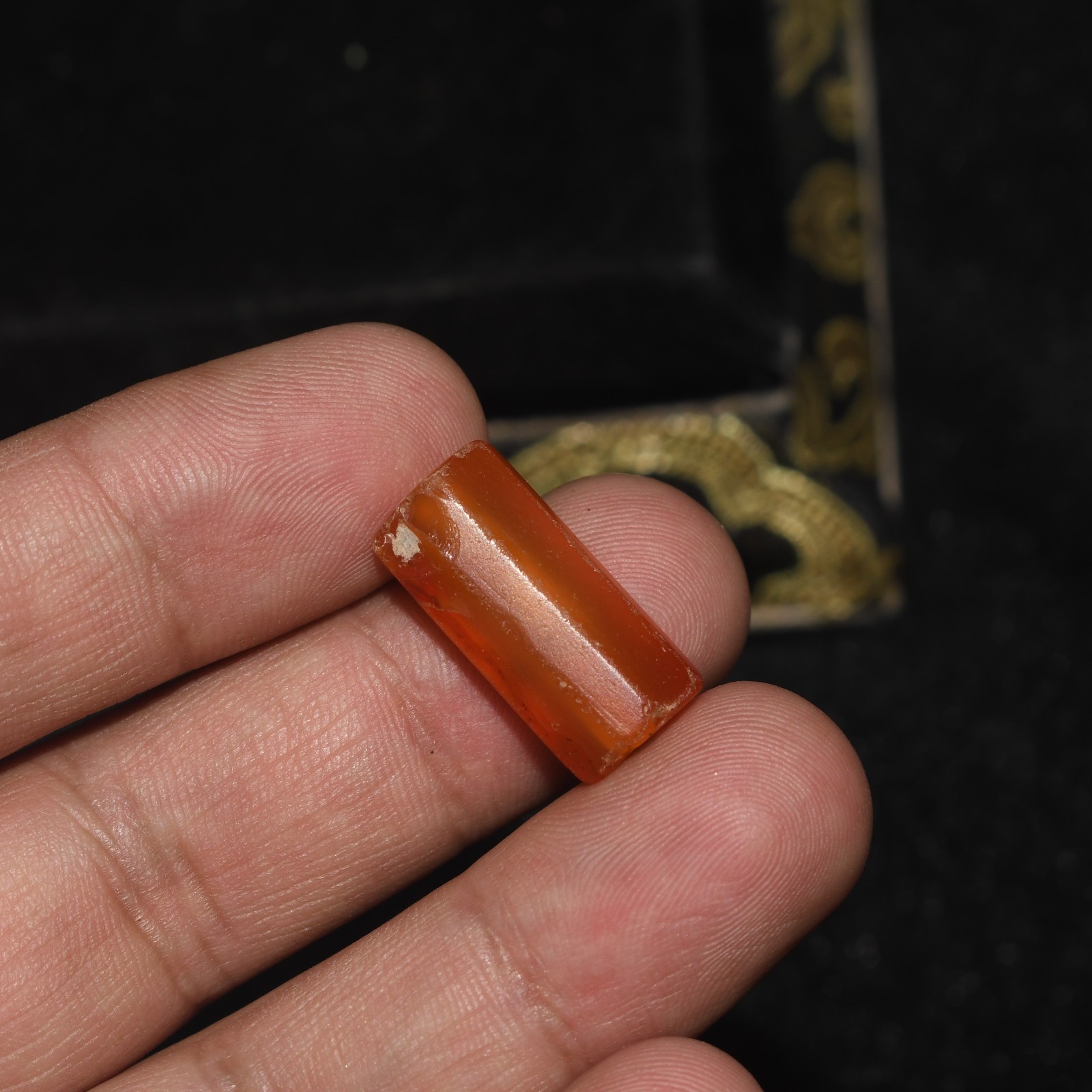 Authentic Ancient Carnelian Stone Tubular Bead in Very Good Condition