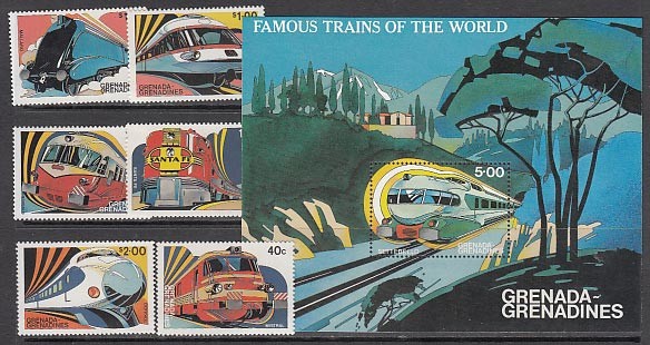 Grenada-Grenadines - Mail Yvert 455/60+H.68 ** Mnh Trains