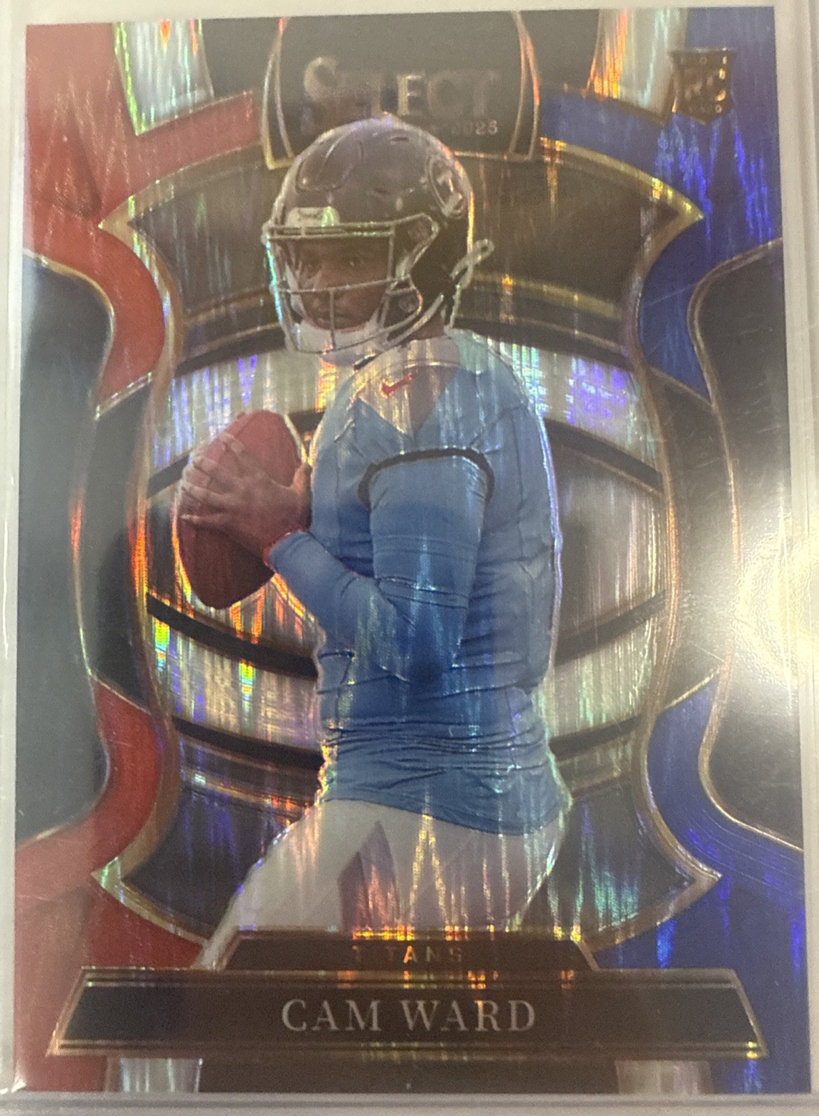 2025 Panini Select Football Cam Ward #26 Red & Blue Shock Prizm Rookie RC Titans
