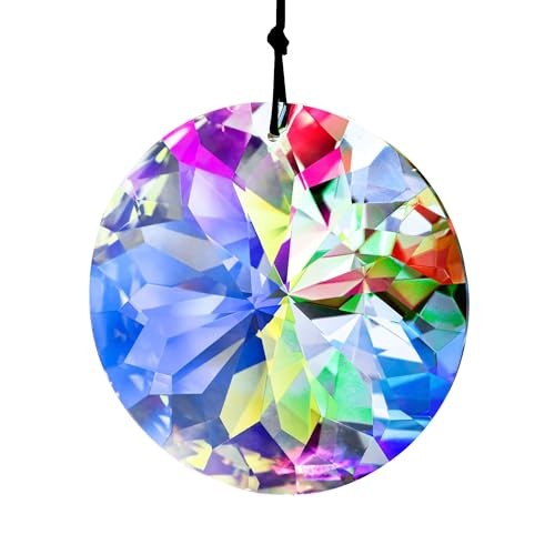 3"/79mm Hanging Crystal Prism Suncatcher for Window Large Sun Ab Color_round