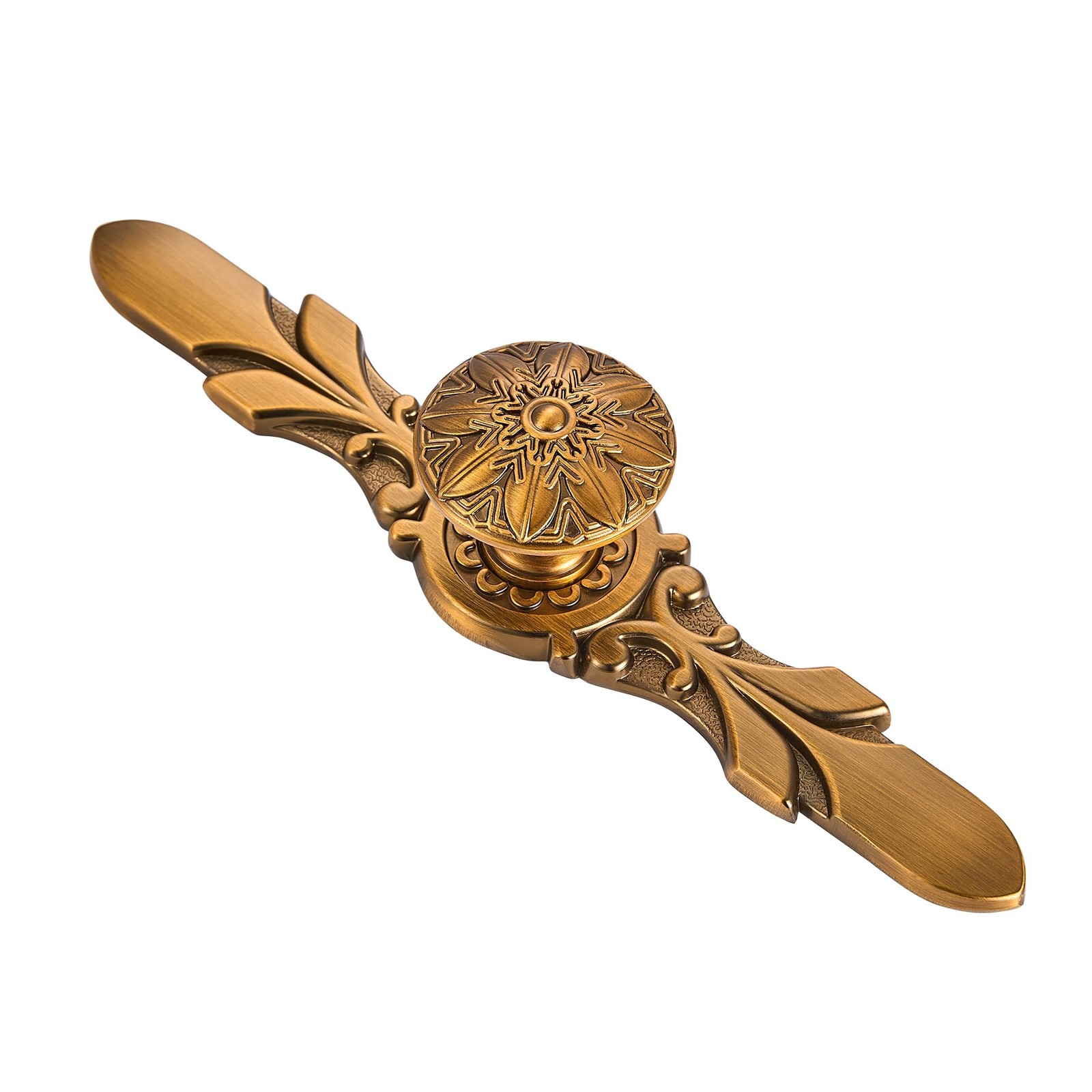 Round Antique Brass Knobs Back Plates 5 Pack 1-1/4 Knob 5-4/5 Plate