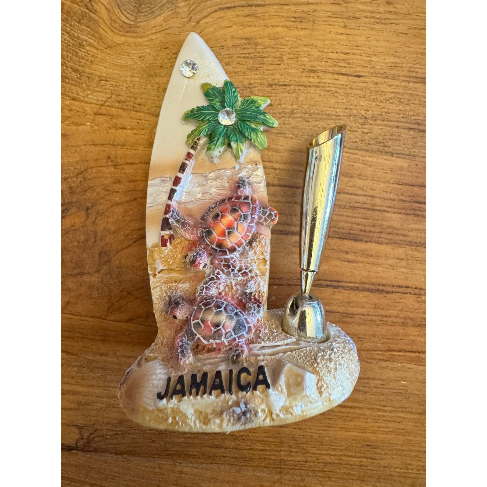 Vintage resin turtles surfboard pen holder