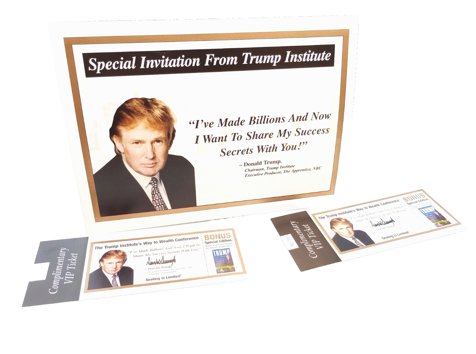 Vintage  Trump Institute  special Invitation and two VIP tickets 