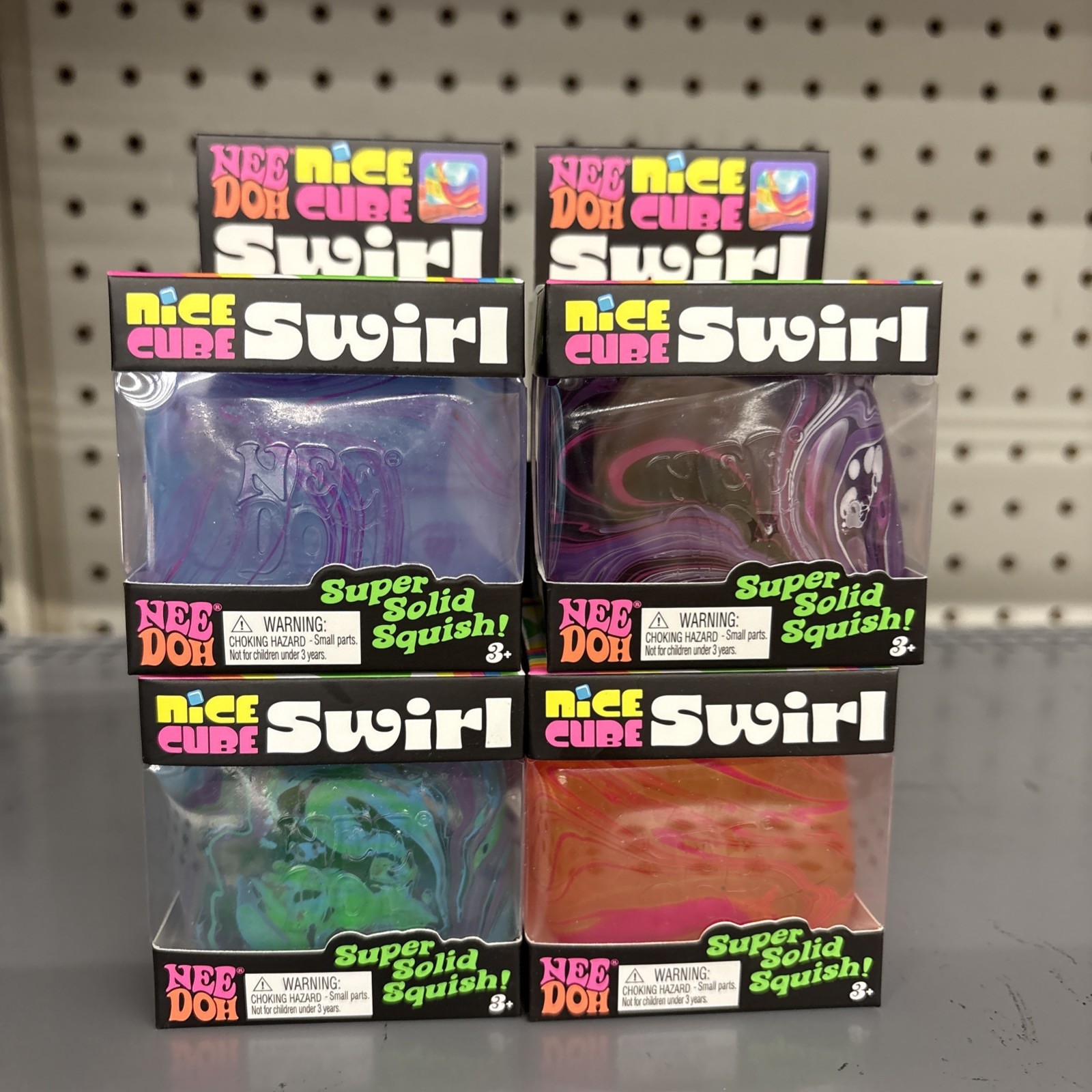 Lot Of 4 Nee Doh Nice Cube Swirl Squish Toy Schylling Multicolor RARE