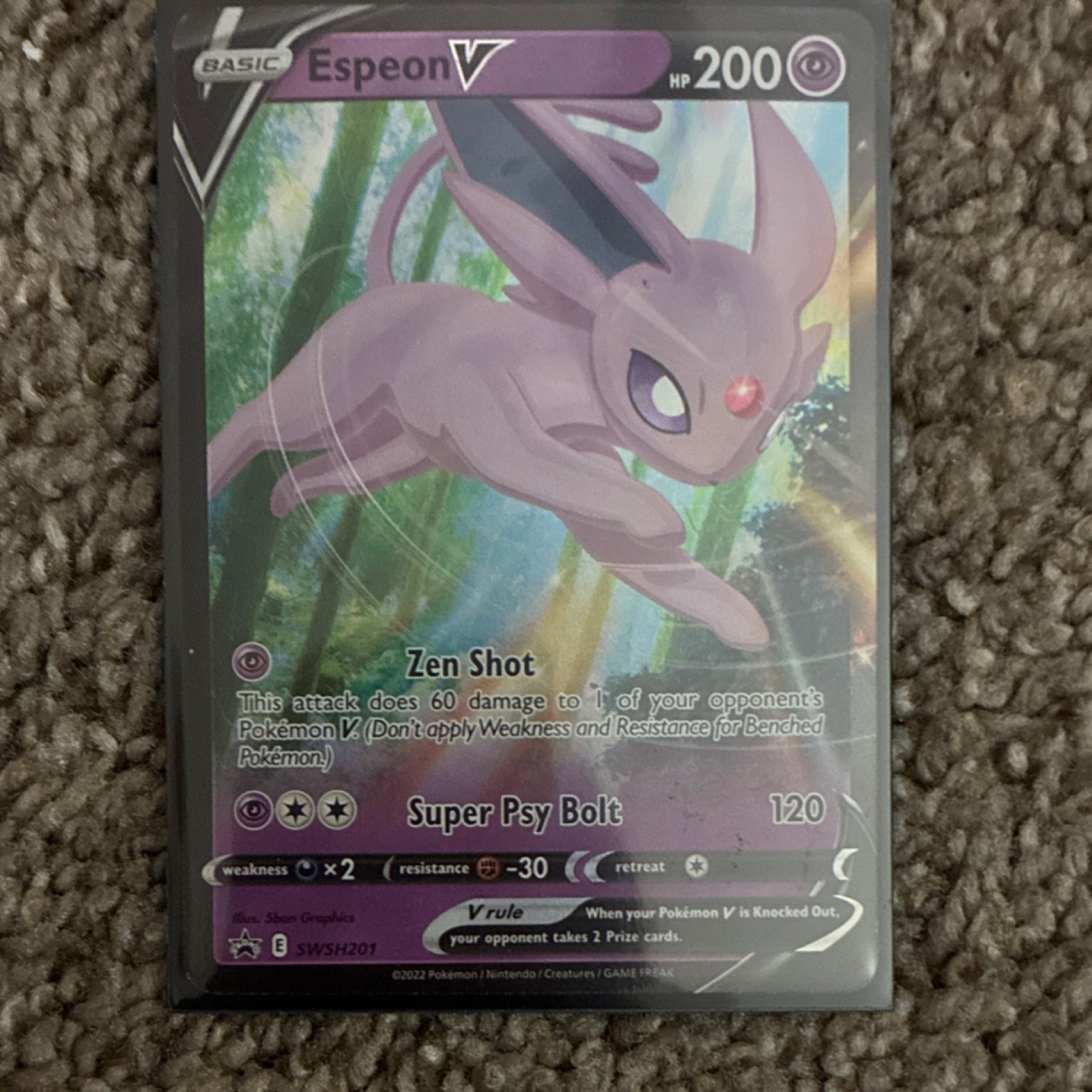 Pokémon Espeon V Promo Card SWSH201 Basic Psychic Holo Pokémon TCG 200 HP