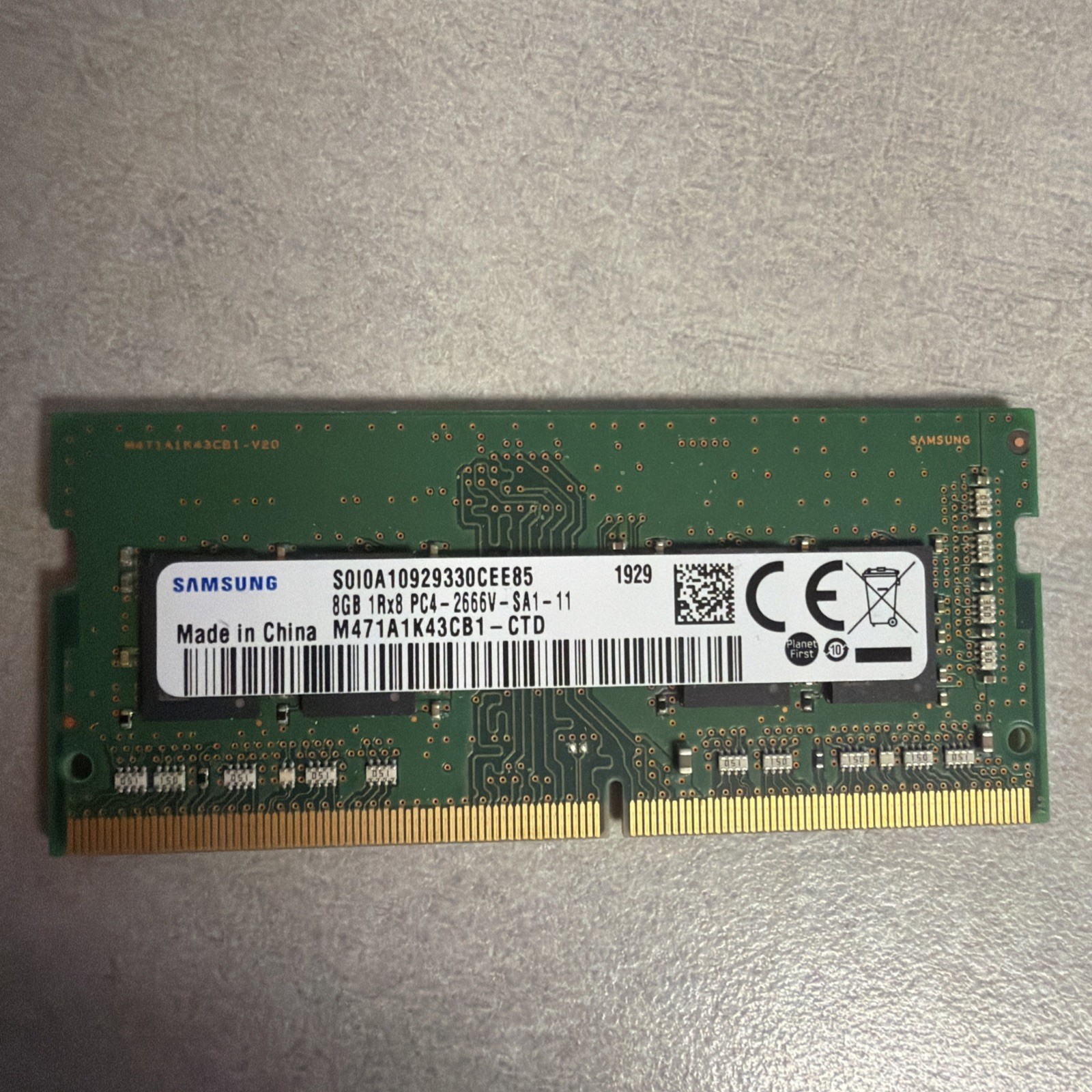 HP 450 G6 Samsung 8GB 1Rx8 PC4-2666V SO-DIMM Memory RAM M471A1K43CB1-CTD