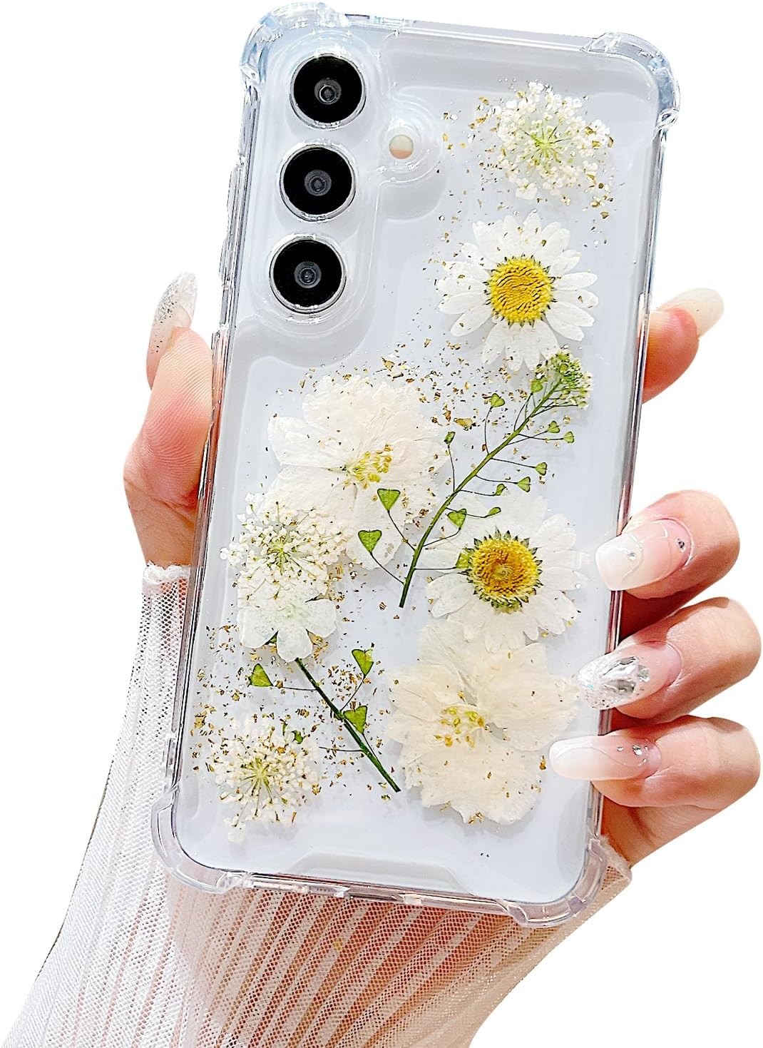 Samsung Galaxy S24 Plus Case Cute Pressed Dried Real Flowers Design Women Girly