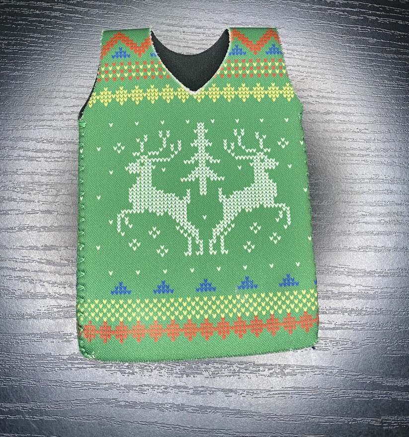 Christmas Ugly Sweater Reindeer Long Neck Koozie Beer Drink Holder Party Gift