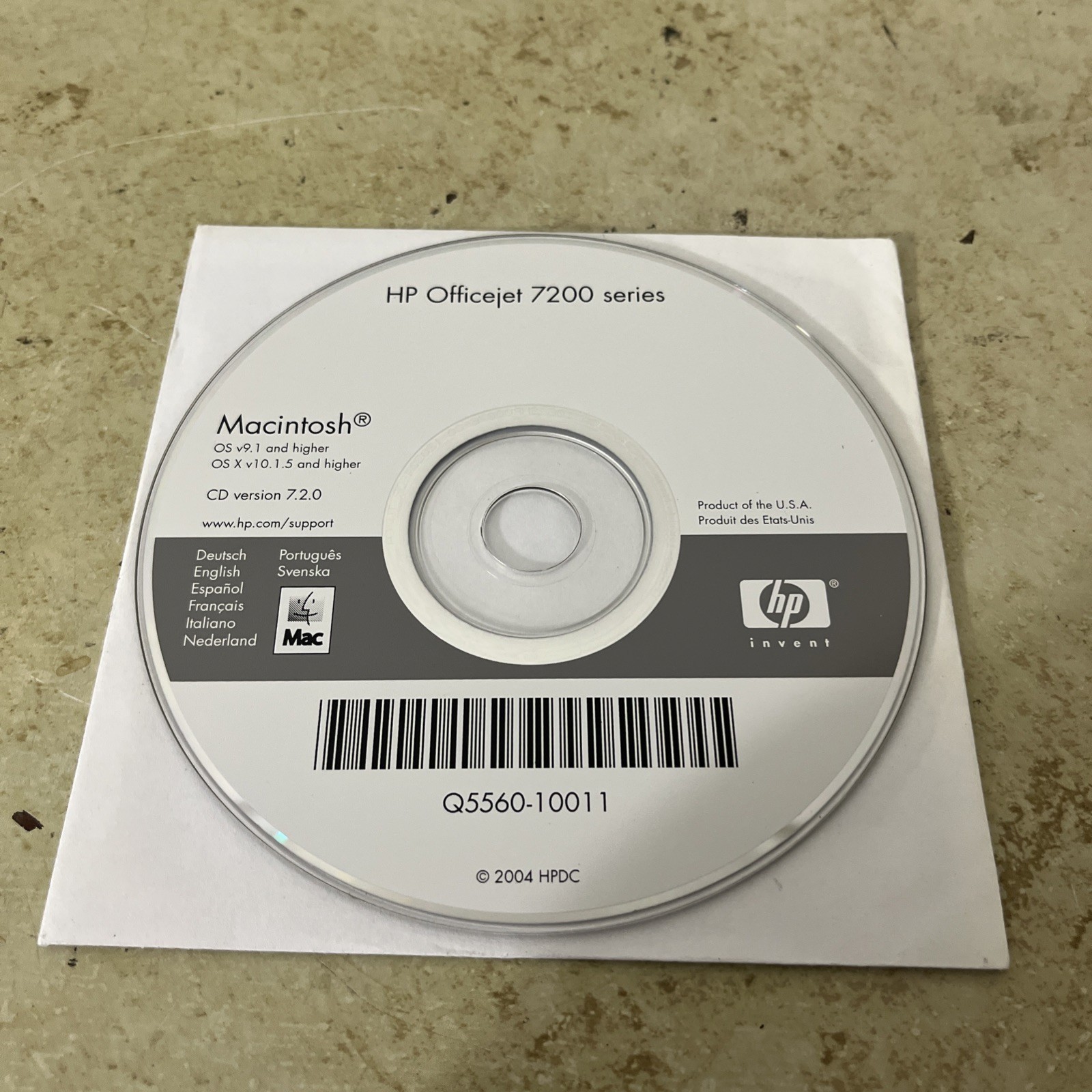 HP Officejet 7200 Series Macintosh 7.2 CD ROM