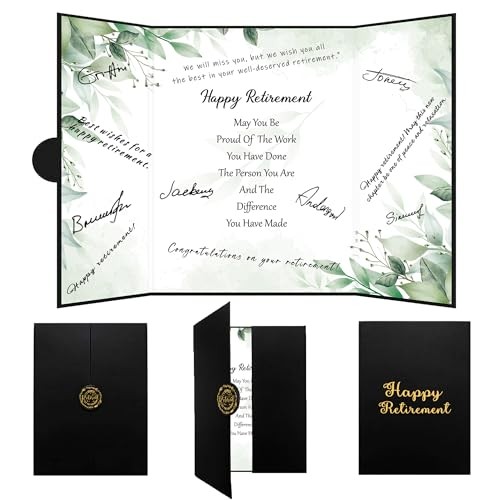  Retirement Decorations Watercolor Leaf Retirement Signature Book Black Green