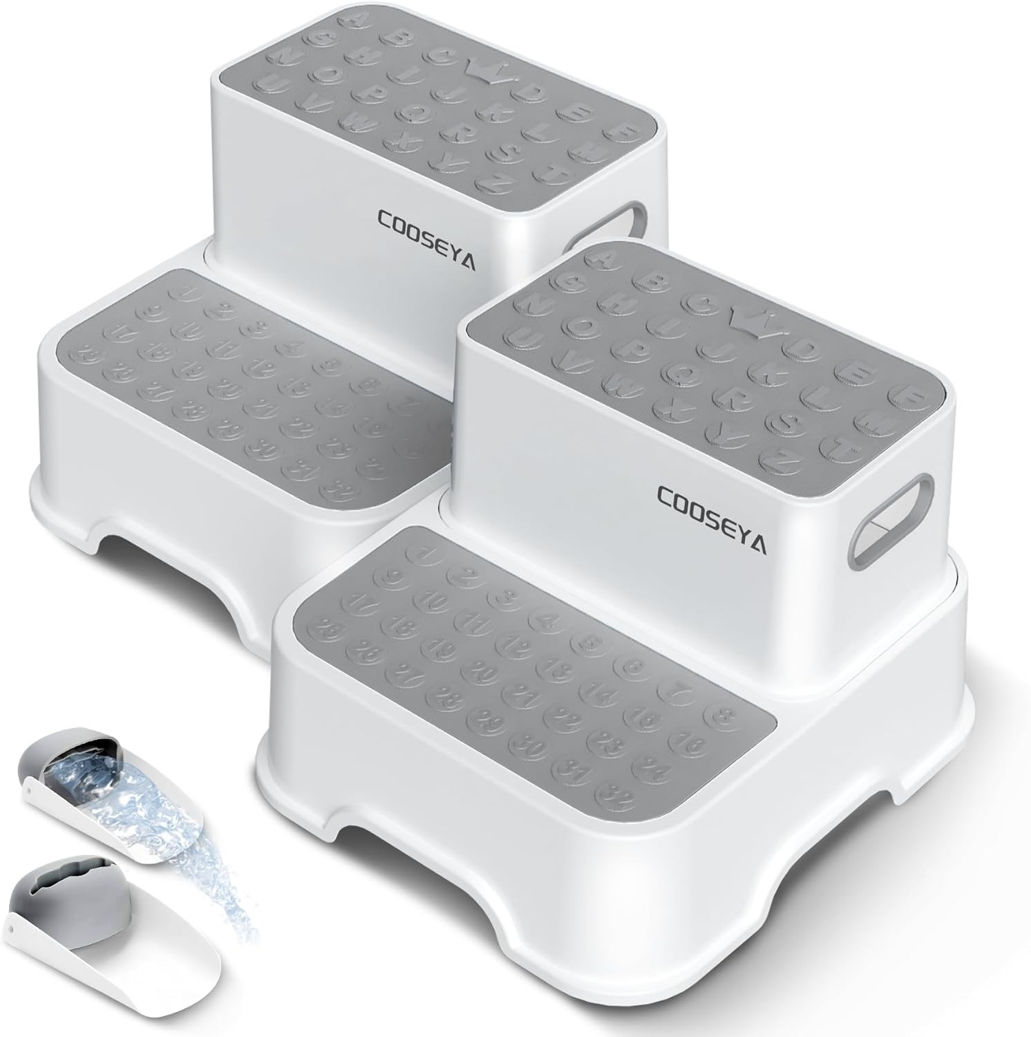 2 Step Stools for Kids,Toddler Step Stool for Bathroom Sink,No-Slip Double up 