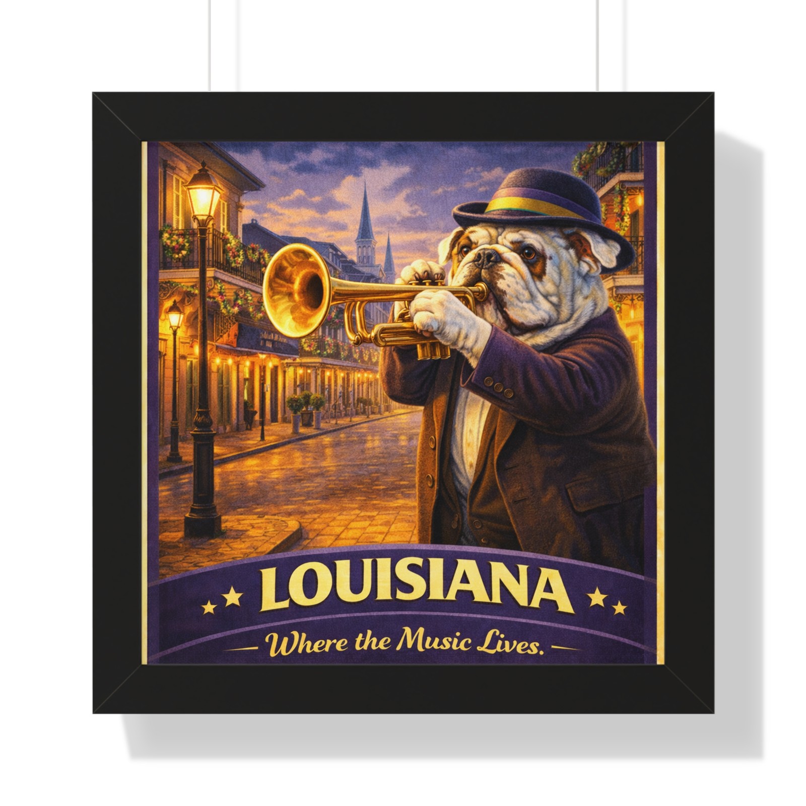 Louisiana Bulldog Trumpet Player Poster | Framed Horizontal Poster