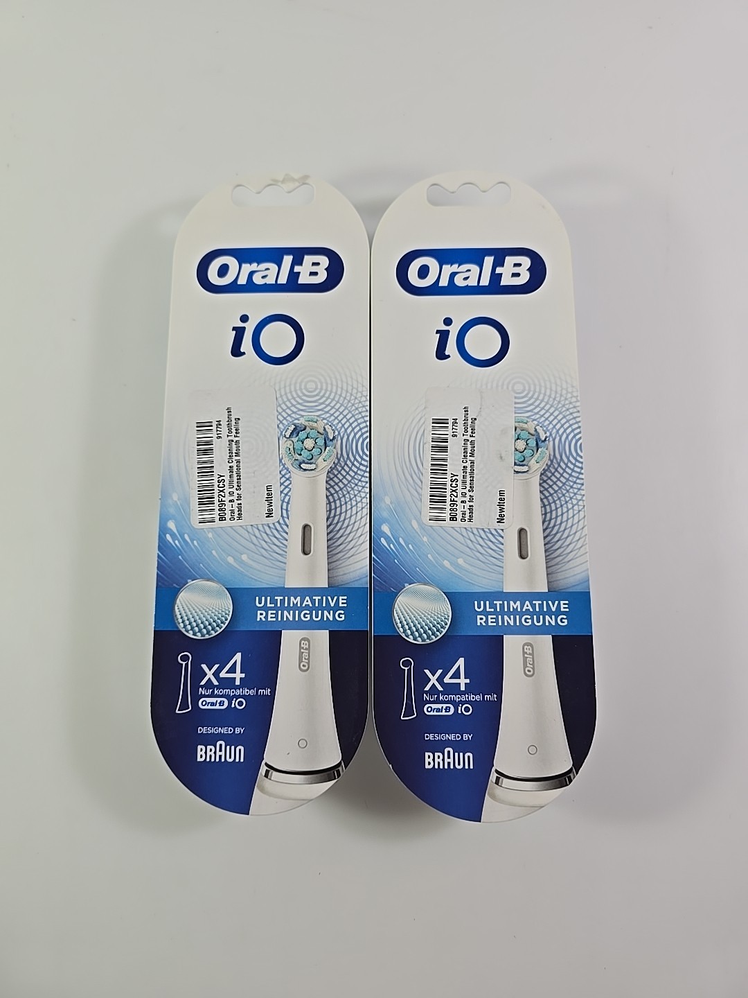 New Oral-B iO Ultimate Clean Replacement Brush Heads Set 2 Total 4 Count White