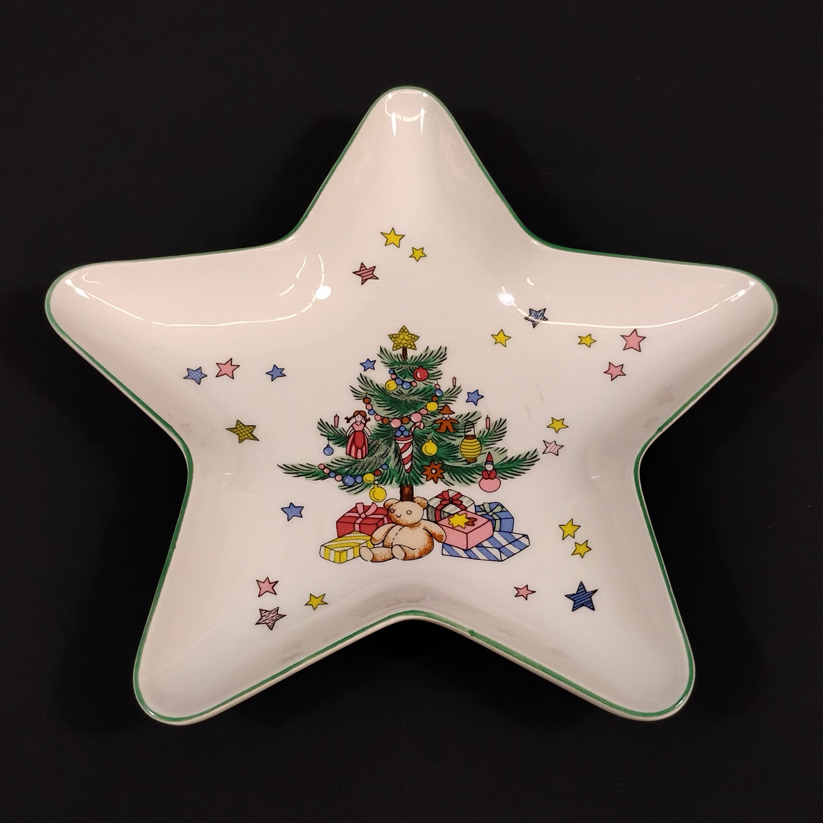 Nikko Christmas Tree Star Plate Bowl Festive Holiday Decor Trinket Dish Japan