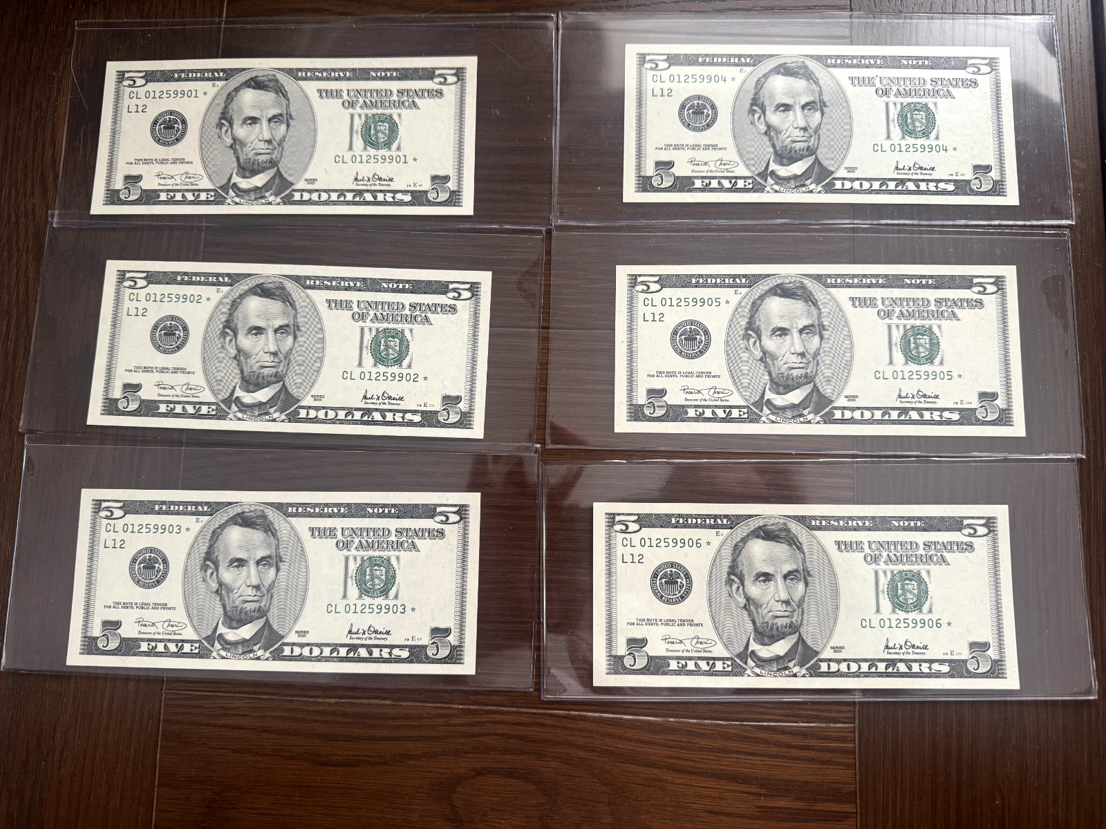 2001 $5 FRN Federal Reserve Note Star Replacement Note San Francisco CRISP UN