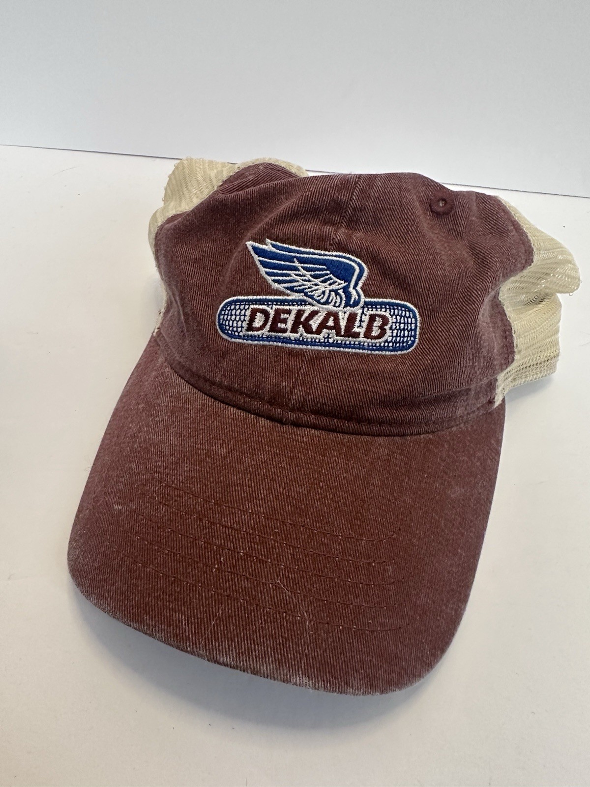 Vintage Dekalb Seed Burgundy/Tan Adjustable K-Products Snapback Hat