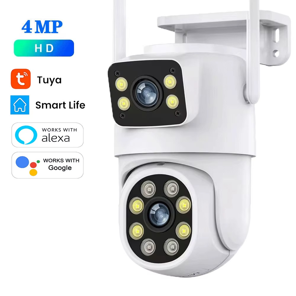 4K 8MP Tuya Dual Lens WIFI Camera PTZ Outdoor Dual Screen Ai Human Auto Tracking