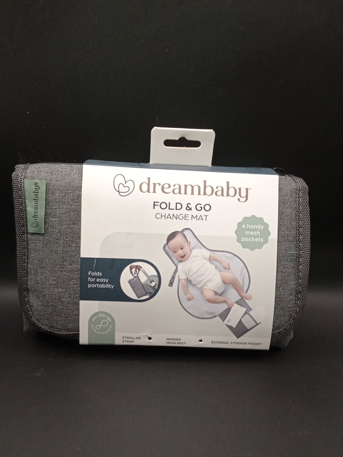 Dreambaby Fold and Go Portable Baby Changing Pad Organizer Pockets, Cushioned