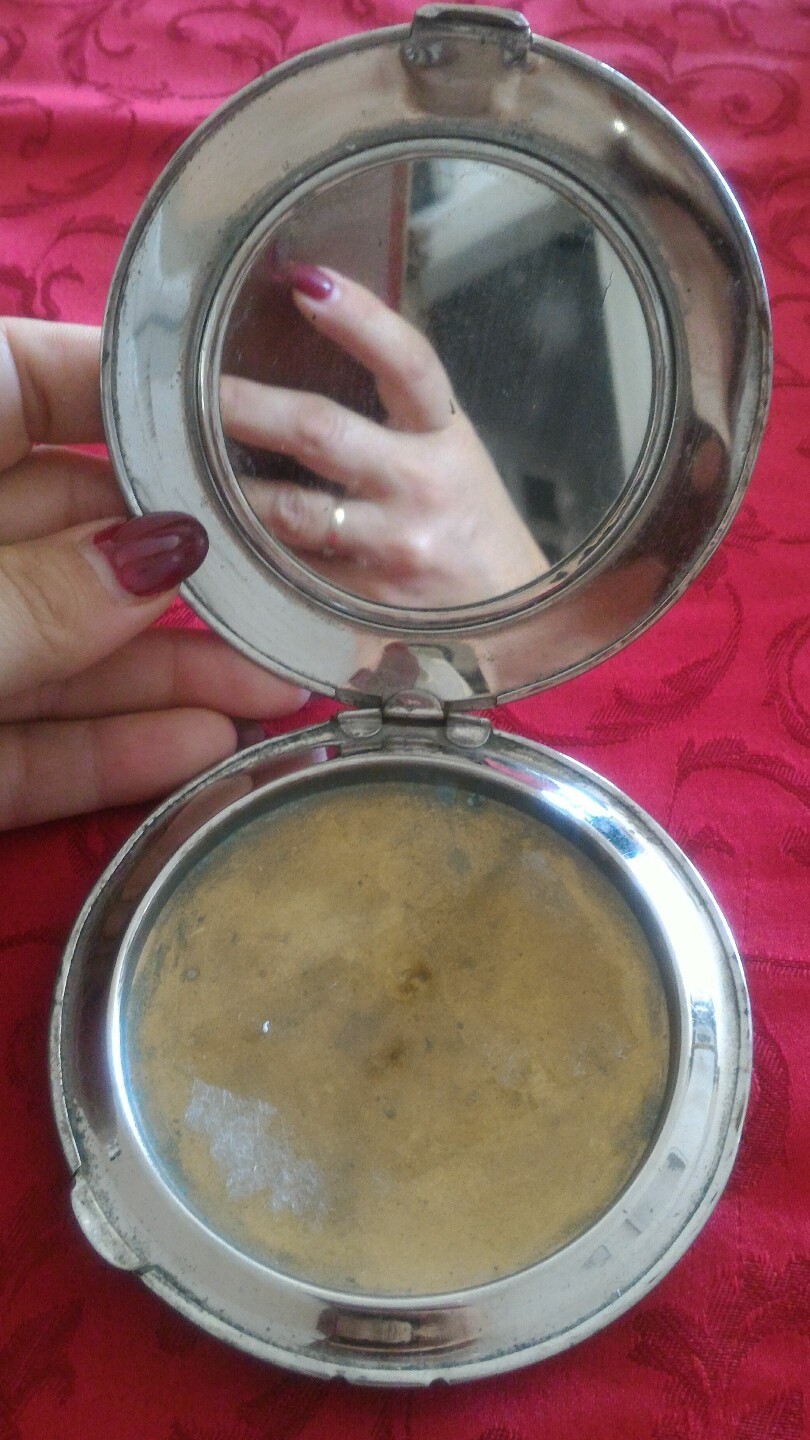 Vintage Powder Compact Case, Antique, Metal