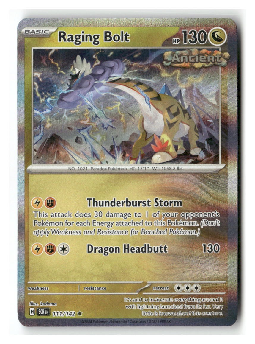 Raging Bolt 111/142 Rare Stellar Crown Pokemon Holo Near Mint