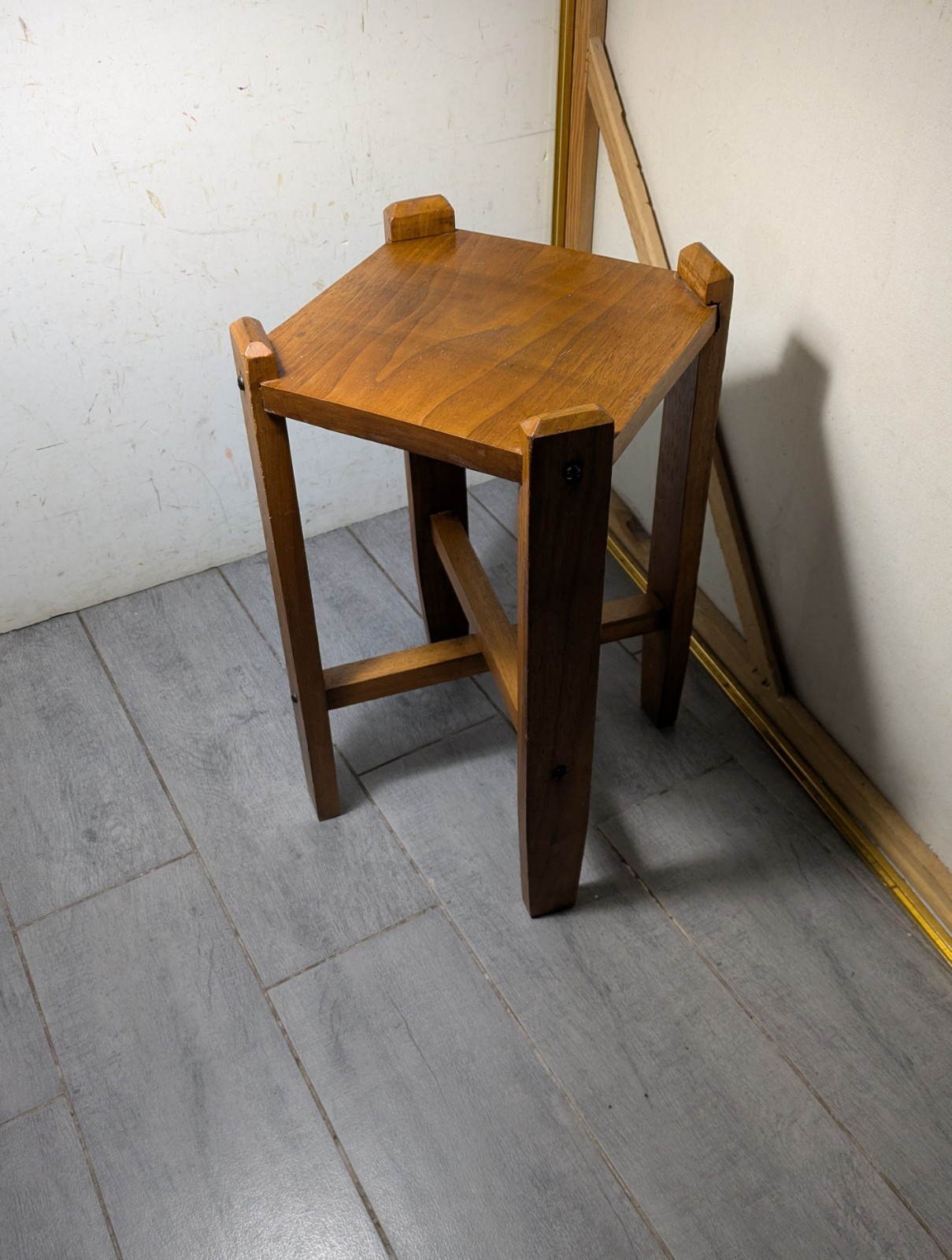 Vintage Mission Style Rustic Solid Wood Plant Stand Pedestal Small Table J75