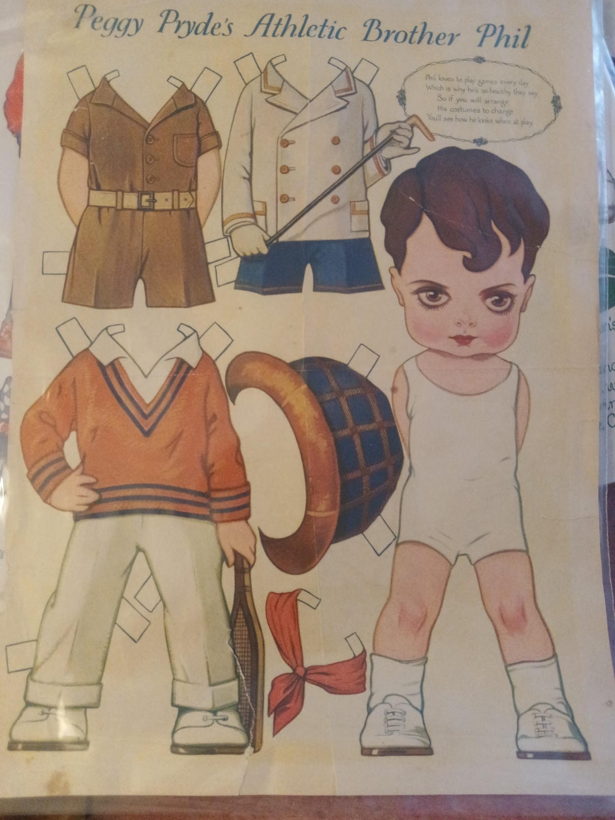 Peggy Pryde's Athletic Brother Phil  Paper Doll Page-Pictorial Review - May 1926