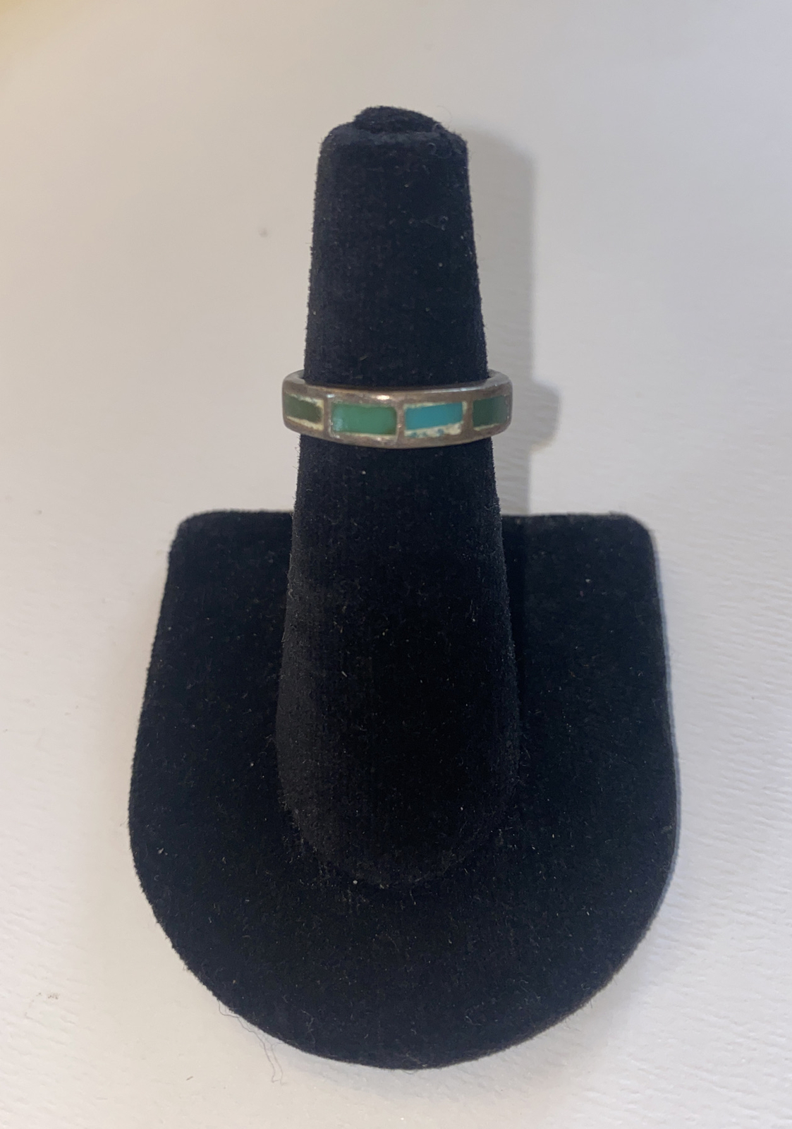 Native American Sterling Silver Turquoise Ring Size 4.75
