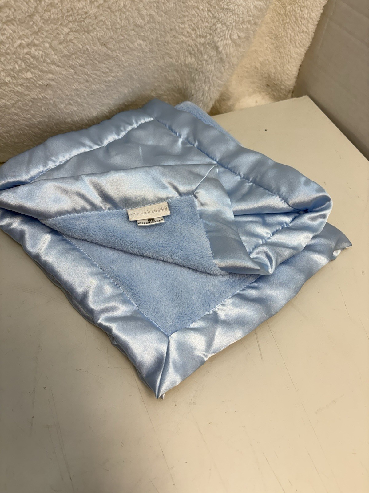 EB Elegant Baby Blue 20” X 20” Lovey Security Blanket Silky Satin Edge