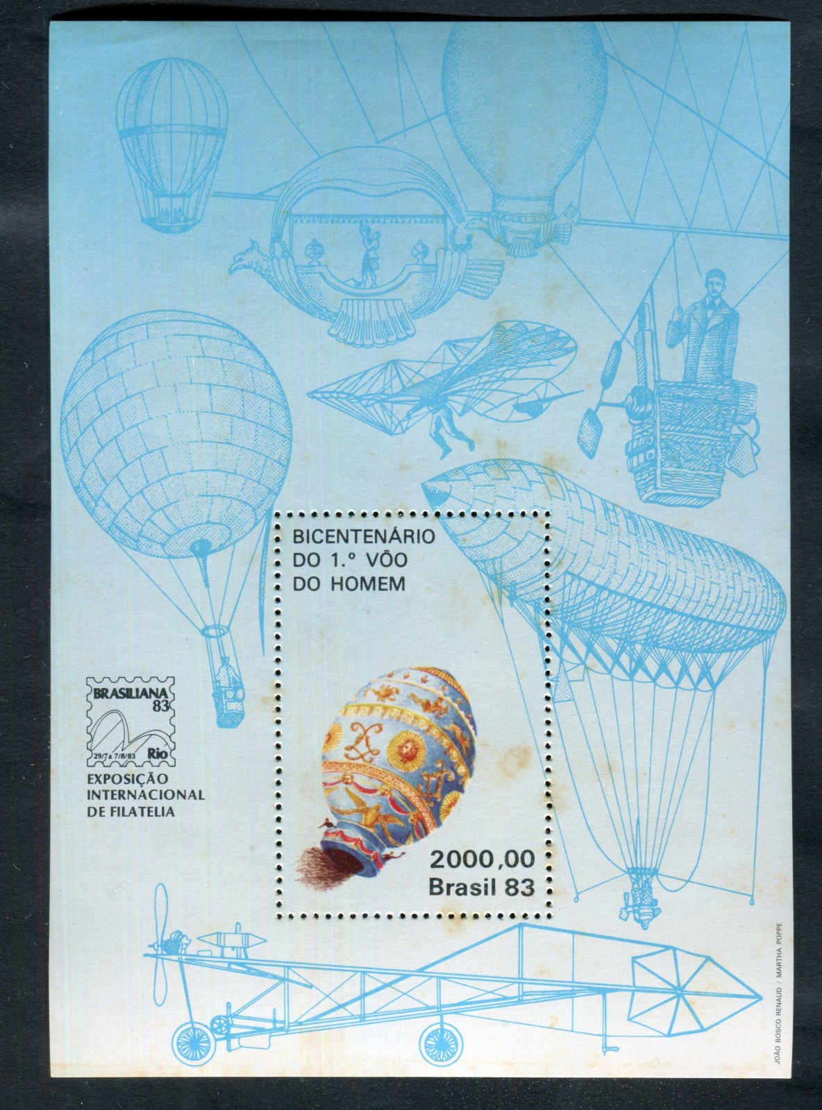 Brazil - 1983 - BRASILIANA 83 - Early flying attempts - MNH - Rust CV $35