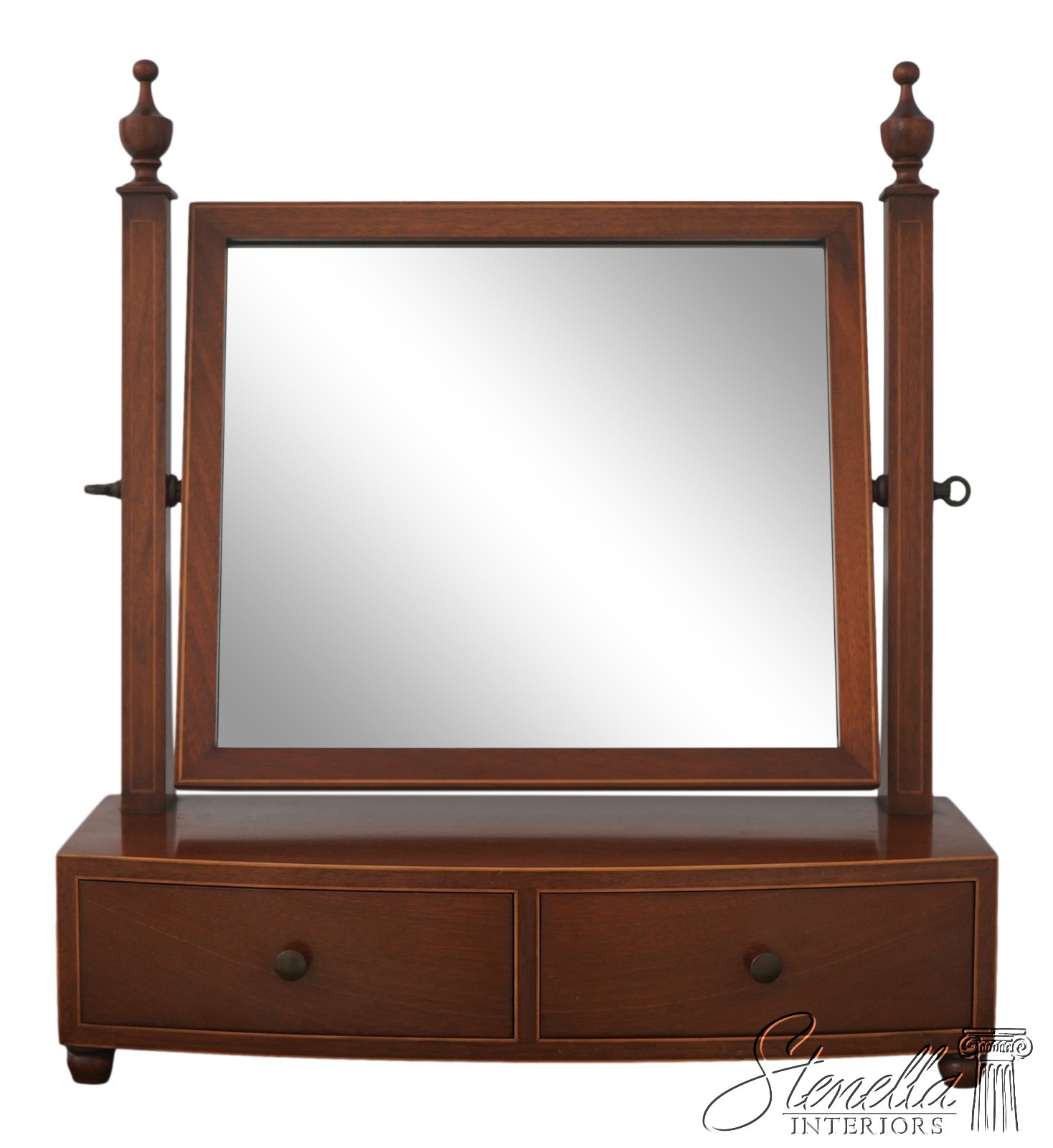 72046: BIGGS Inlaid Mahogany 2 Drawer Dresser Shaving Mirror