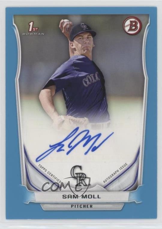 2014 Bowman Retail Prospect Auto Blue 67/500 Sam Moll #PA-SM Auto 03xg