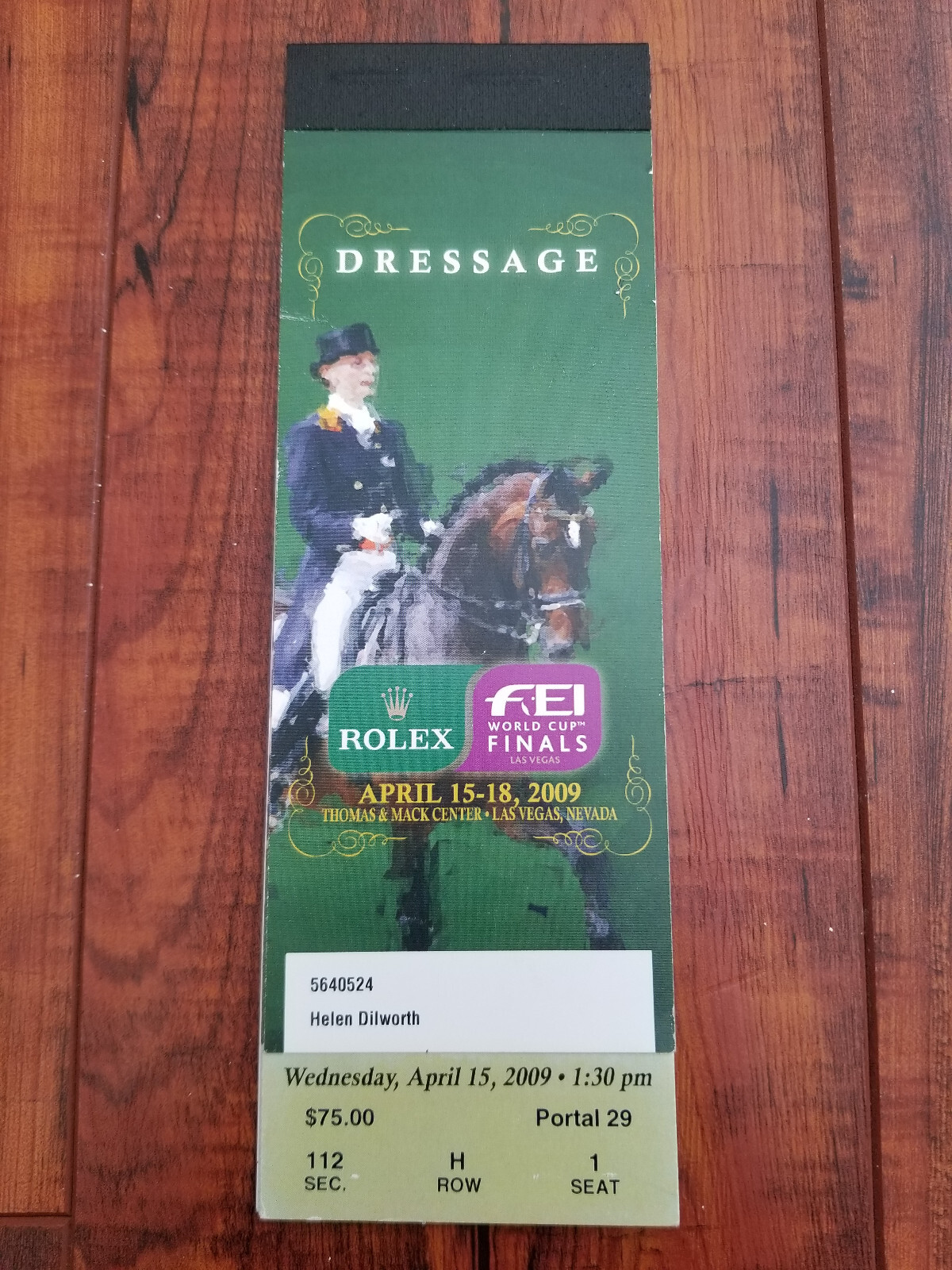FEI World Cup Finals Equestrian Dressage Ticket Stub Booklet - April 15-18 2009