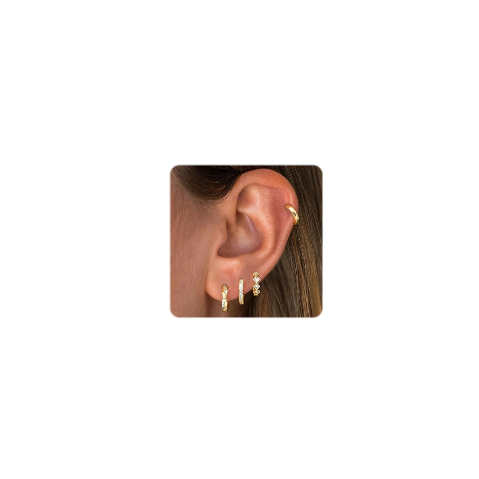 THUNARAZ Small Gold Hoop Earrings for Women Hypoallergenic Small, 14K 