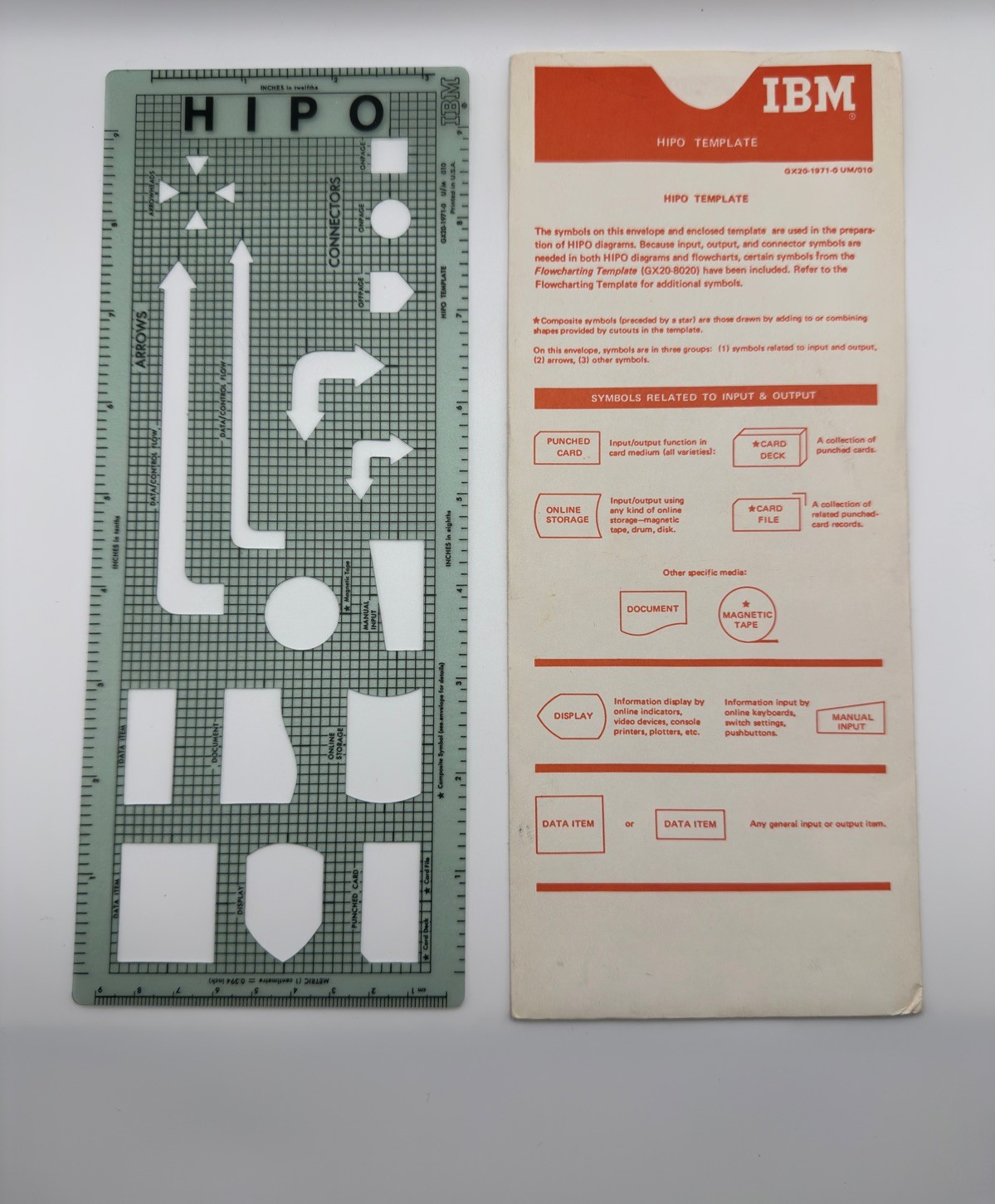 Vintage IBM HIPO Template for Preparation of HIPO Diagrams with Original Sleeve