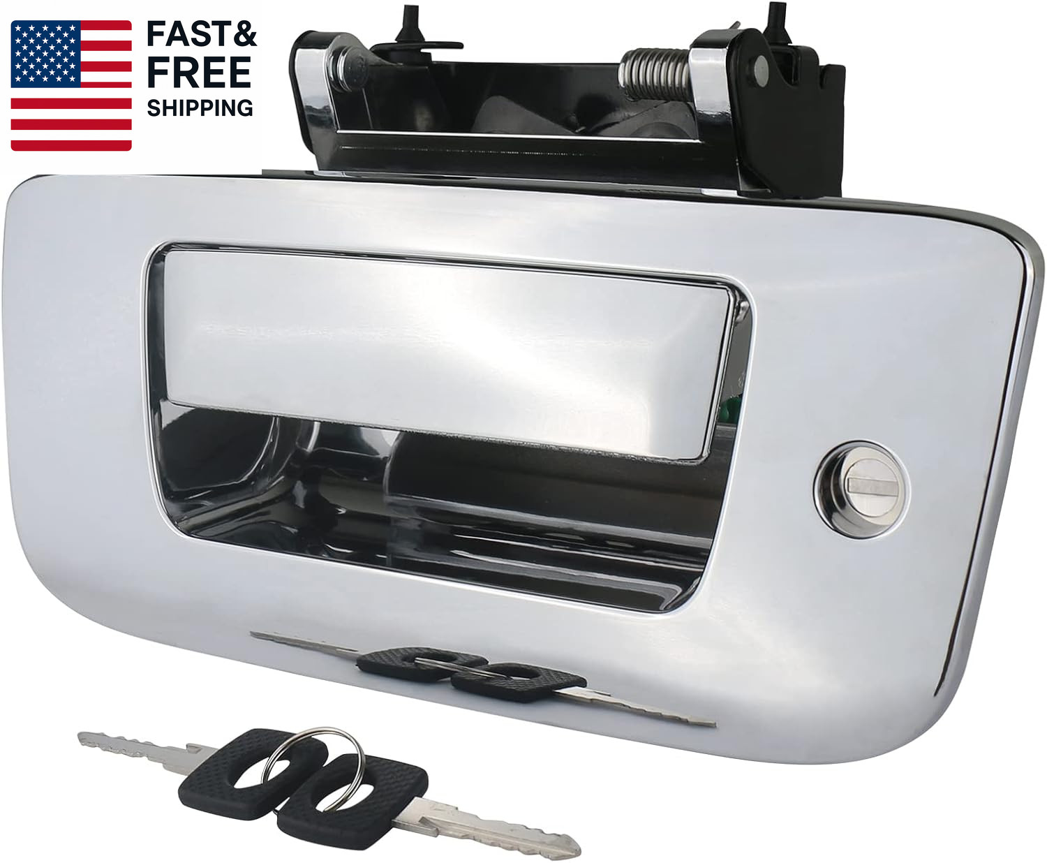 Locking Tailgate Handle Latch W/Bezel & Lock Cylinder & Keys 22755305 Chrome Com