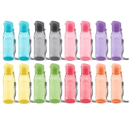 Bulk Set of 16 Multicolor 10oz Water Bottles for Kids and Adults  16 pack combo