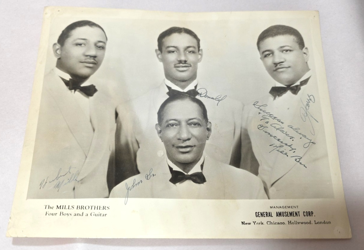 C. 1930s The Mills Brothers Signed 8 X10 Photo Inscribed Autograph Band Music