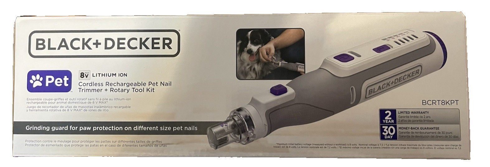 BLACK+DECKER 8V Cordless Rechargeable Rotary Tool Pet Nail Trimmer + Tool Kit