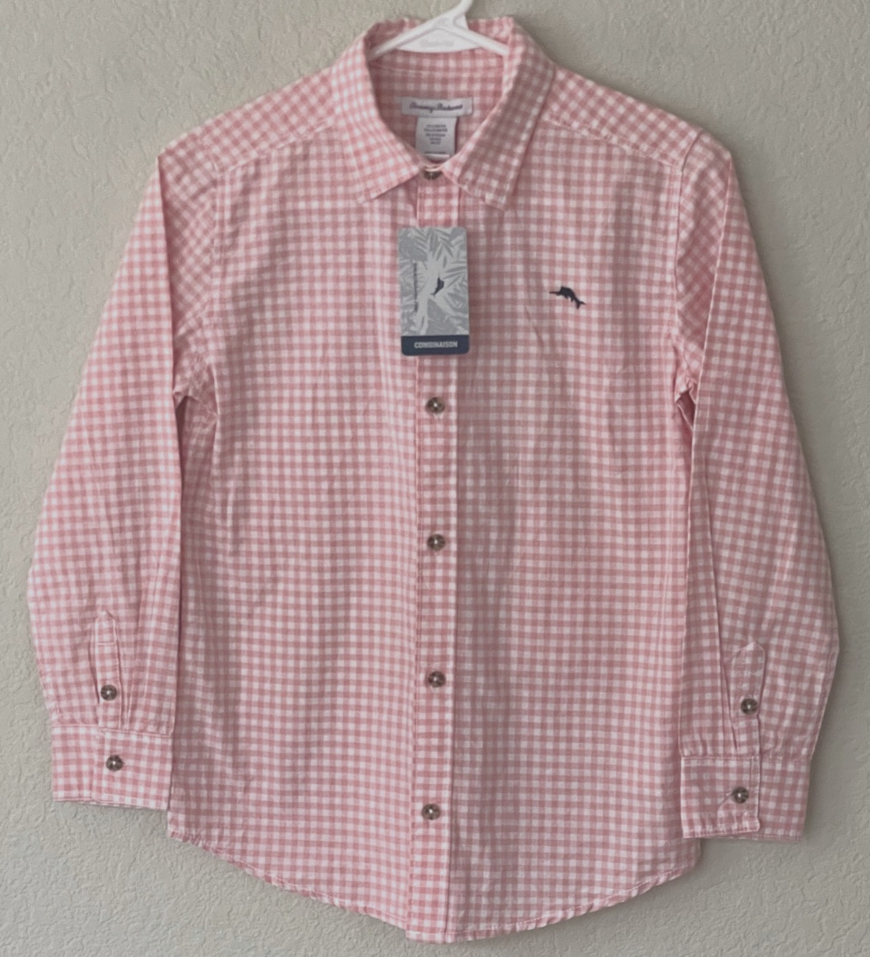 NWT TOMMY BAHAMA Gingham Check Long Sleeve Button Up Shirt Boys L (10/12)