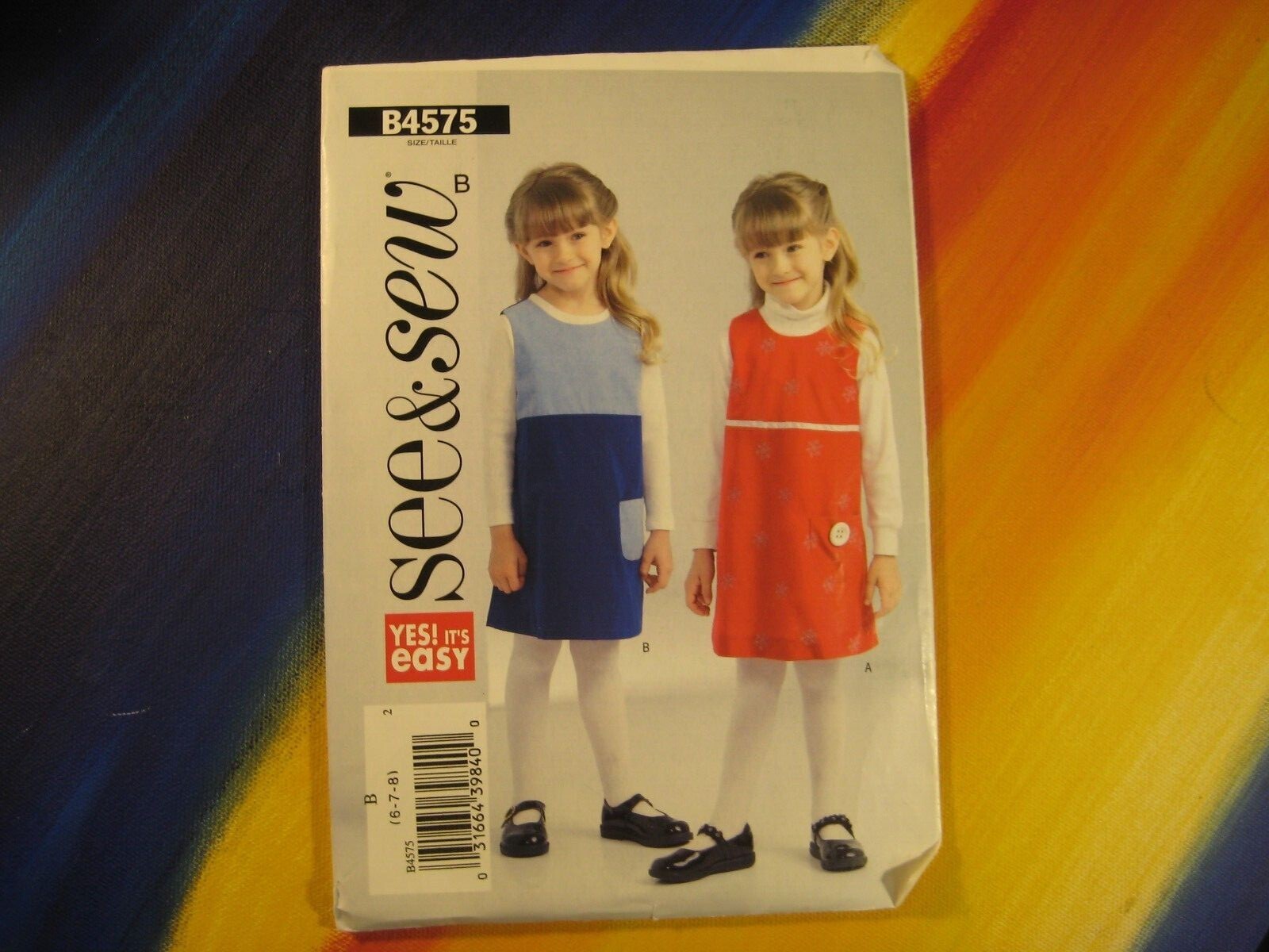 B4575 Dresses See 'n Sew Sewing Pattern Girls Sz 6-7-8