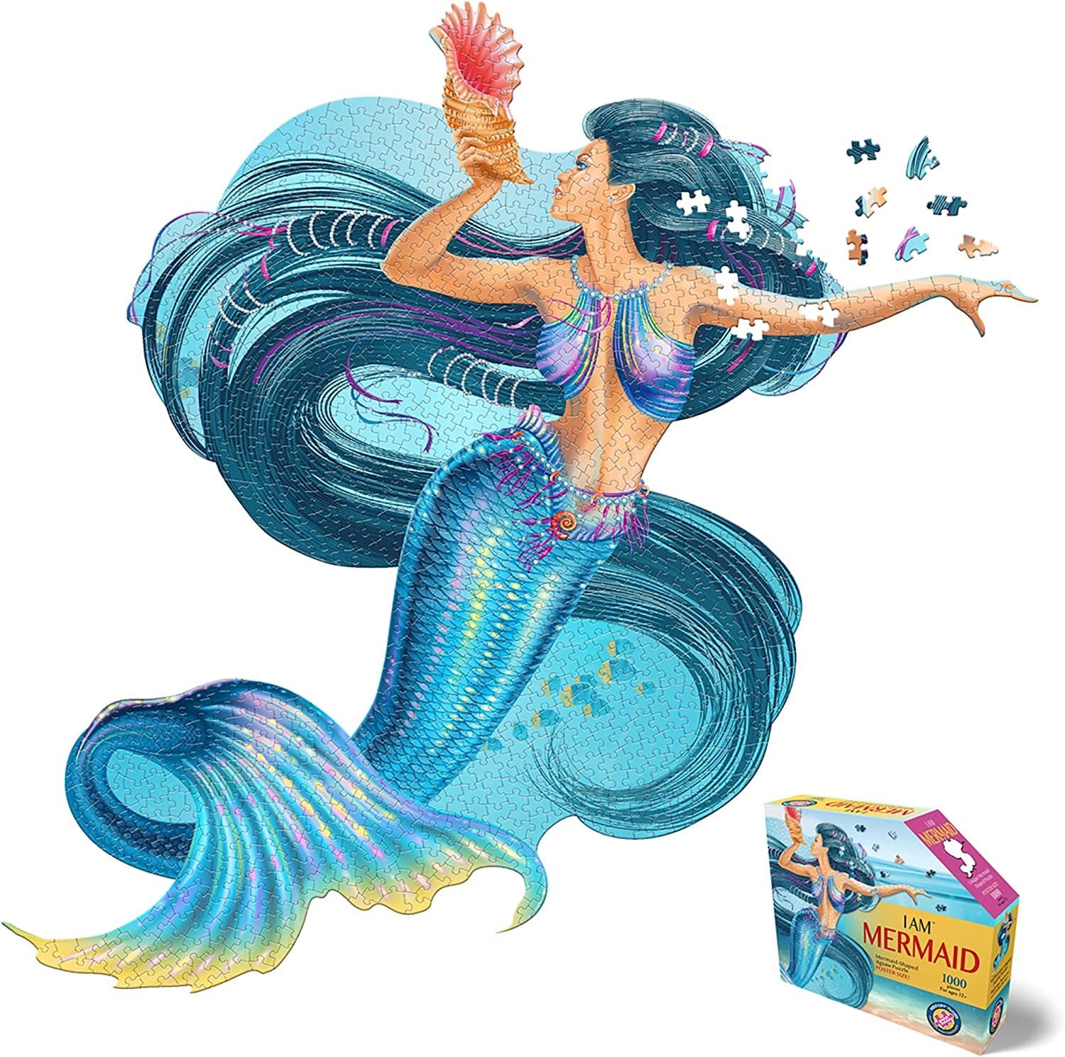 Mermaid 1000 Piece Jigsaw Puzzle for Ages 10 and up - Unique Animal-Shaped Borde